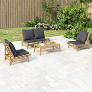 Loungeset 4-delig bamboe met kussens
