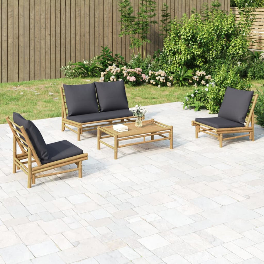 4-Delige Loungeset Met Kussens Bamboe 1