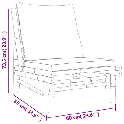 4-Delige Loungeset Met Kussens Bamboe Wit Crème Bank + 2x stoel + Tafel