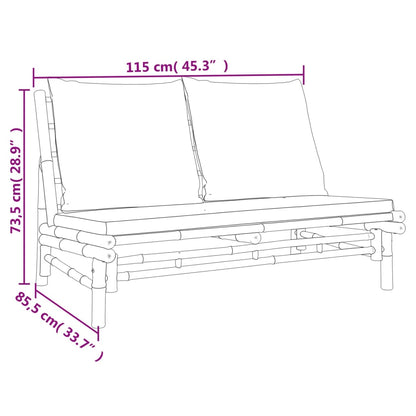 3-Delige Loungeset Met Kussens Bamboe Donkergrijs 2x Bank + Tafel