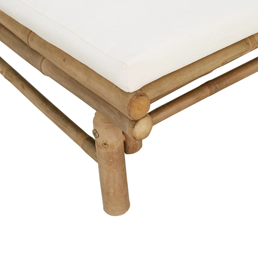3-Delige Loungeset Met Kussens Bamboe Wit Crème 2x Bank + Tafel