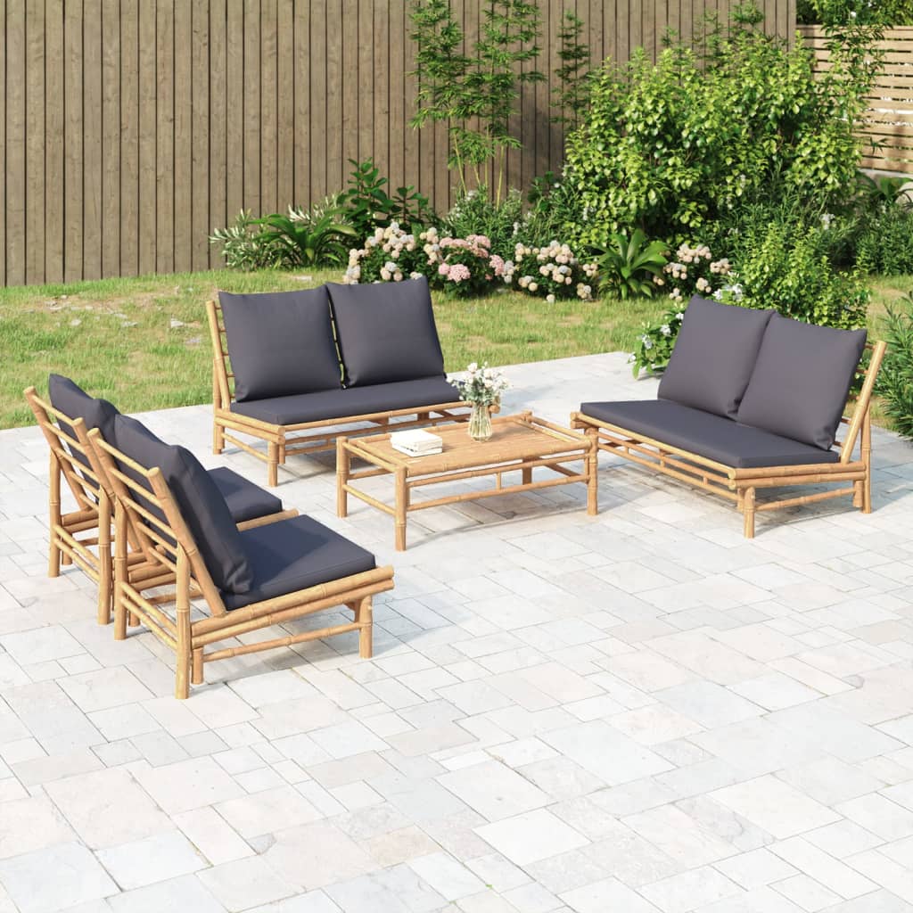 5-Delige Loungeset Met Kussens Bamboe 1