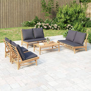 Loungeset 5-delig bamboe bruin