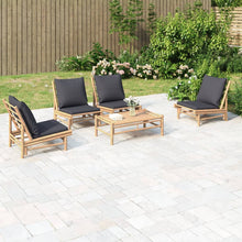 5-Delige Loungeset Met Kussens Bamboe Donkergrijs 4x stoel + Tafel