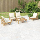 5-piece Lounge set with cushions bamboo cream white