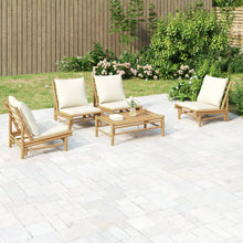 5-Delige Loungeset Met Kussens Bamboe Wit Crème 4x stoel + Tafel