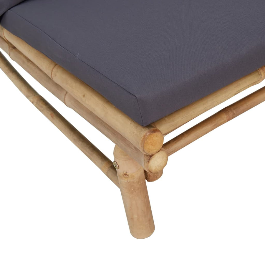 3-Delige Loungeset Met Kussens Bamboe Donkergrijs 2x stoel + Tafel