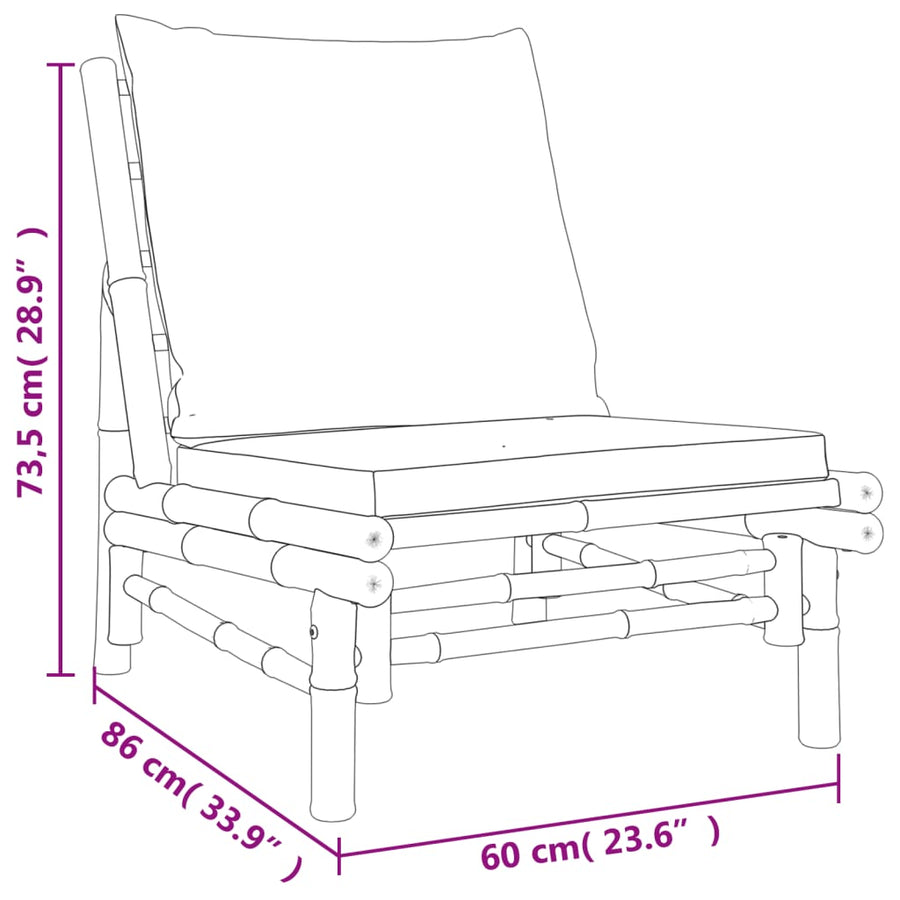 3-Delige Loungeset Met Kussens Bamboe Donkergrijs 2x stoel + Tafel