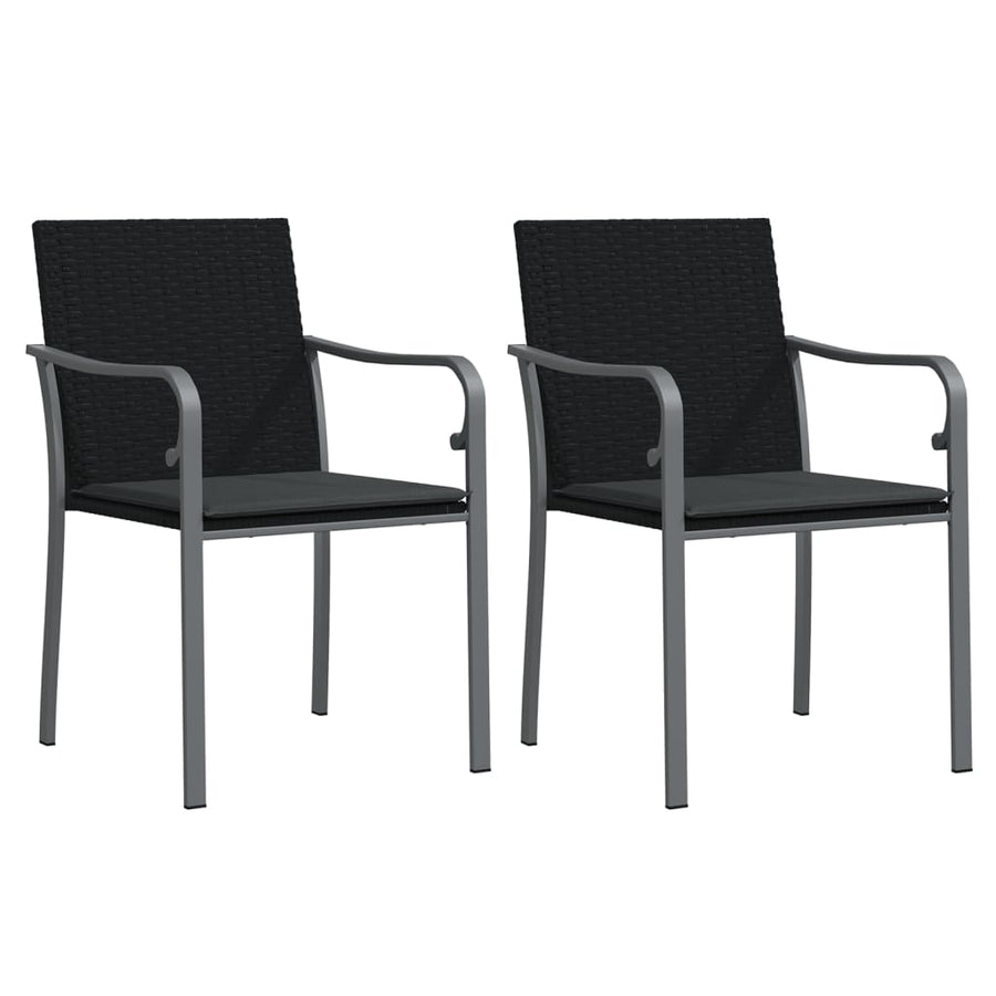 Tuinstoelen Met Kussens 56X59X84 Cm Poly Rattan 2 Zwart