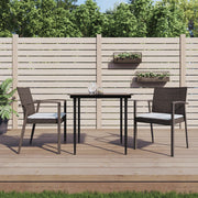 Tuinstoelen 2 st poly rattan bruin met kussens