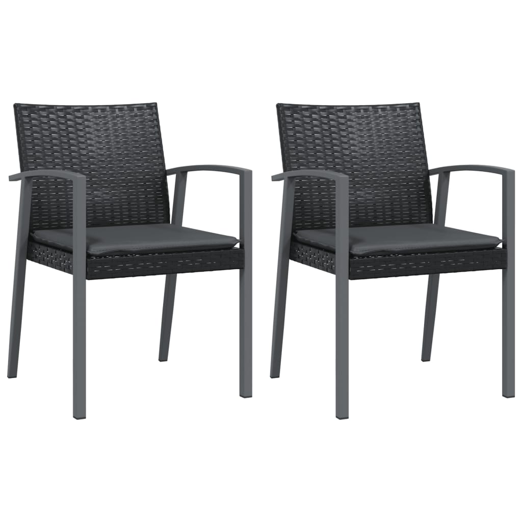 Tuinstoelen Met Kussens 56,5X57X83 Cm Poly Rattan 2 Zwart