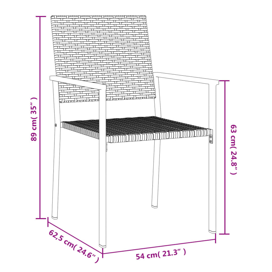 Tuinstoelen 54X6,5X89 Cm Poly Rattan Zwart 2 Nee