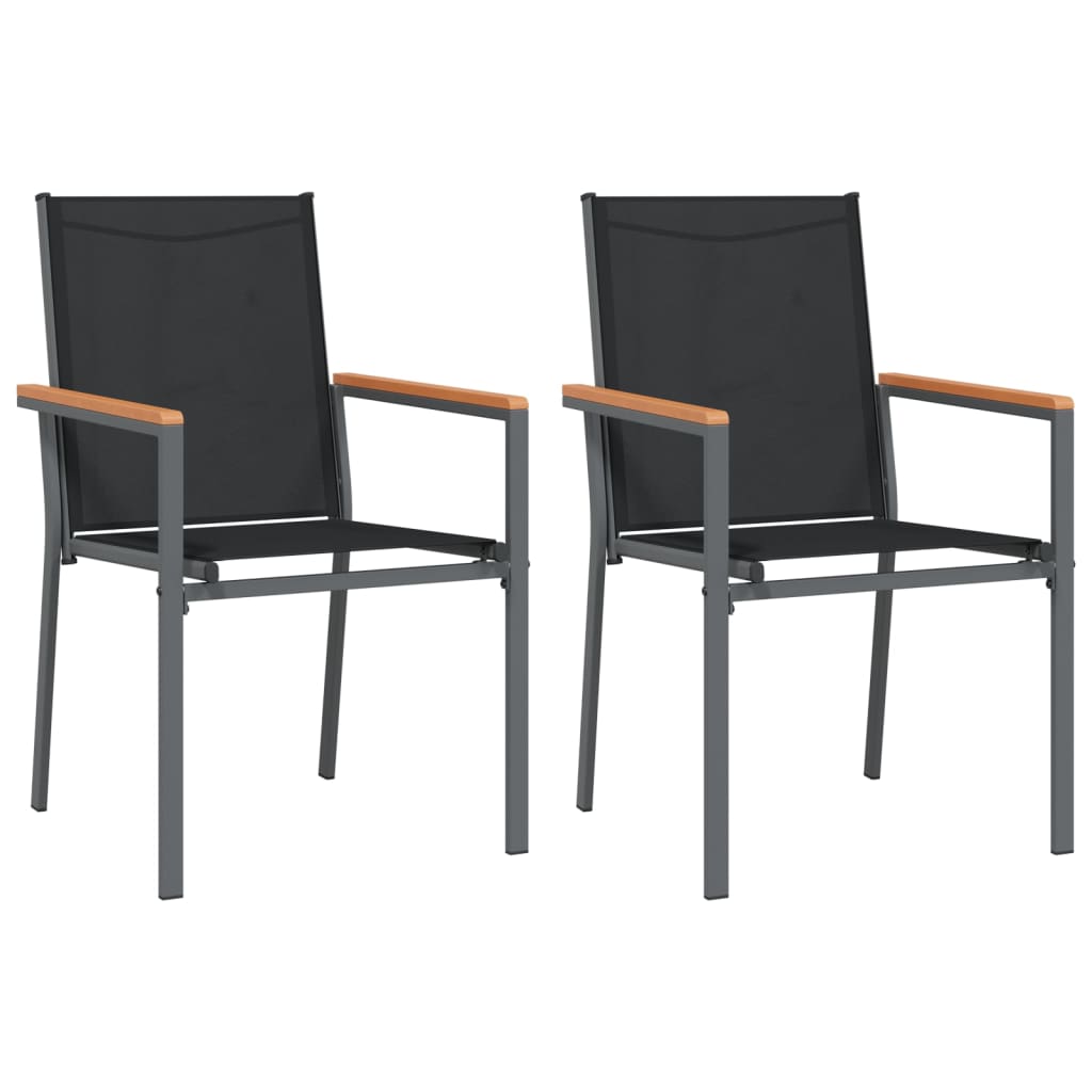 Tuinstoelen 2 St 55X61,5X90 Cm Textileen En Staal Zwart