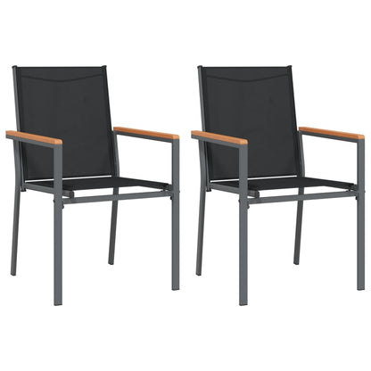 Tuinstoelen 2 St 55X61,5X90 Cm Textileen En Staal Zwart