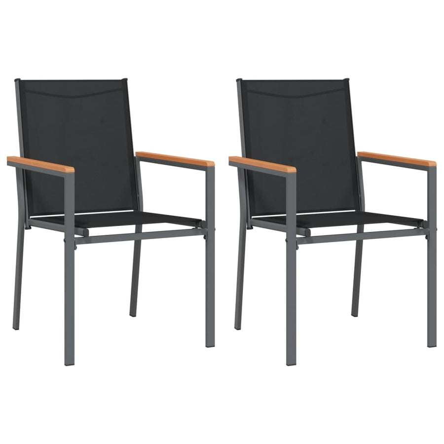 Tuinstoelen 2 St 55X61,5X90 Cm Textileen En Staal Zwart