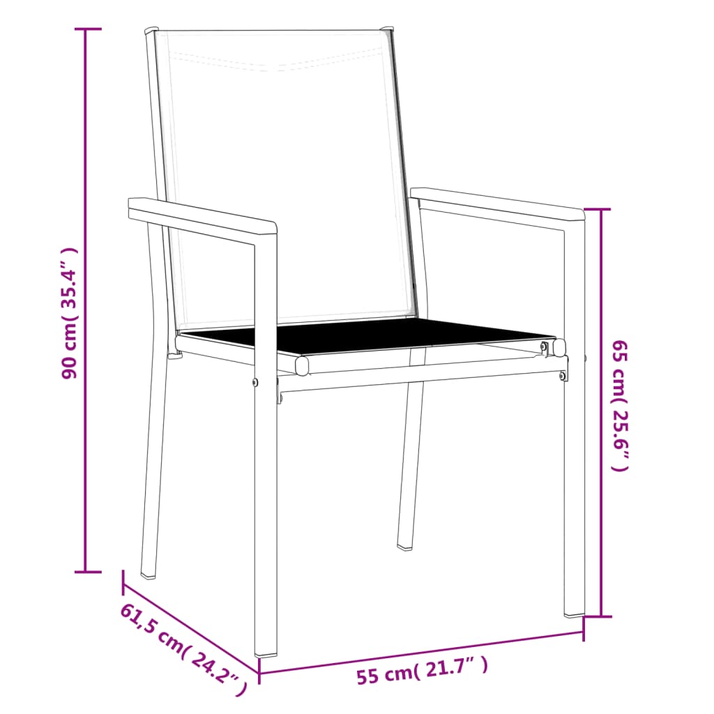 Tuinstoelen 2 St 55X61,5X90 Cm Textileen En Staal Zwart