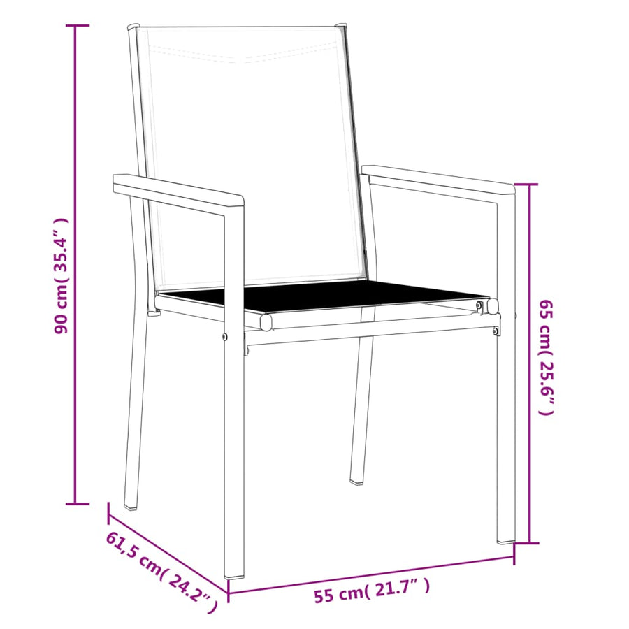 Tuinstoelen 2 St 55X61,5X90 Cm Textileen En Staal Zwart