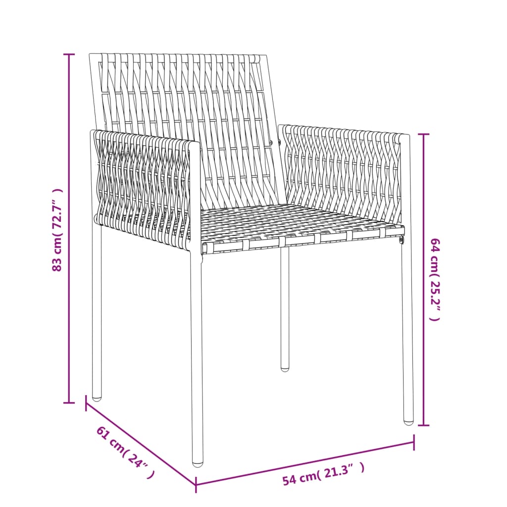 Tuinstoelen Met Kussens 54X61X83 Cm Poly Rattan 2 Bruin