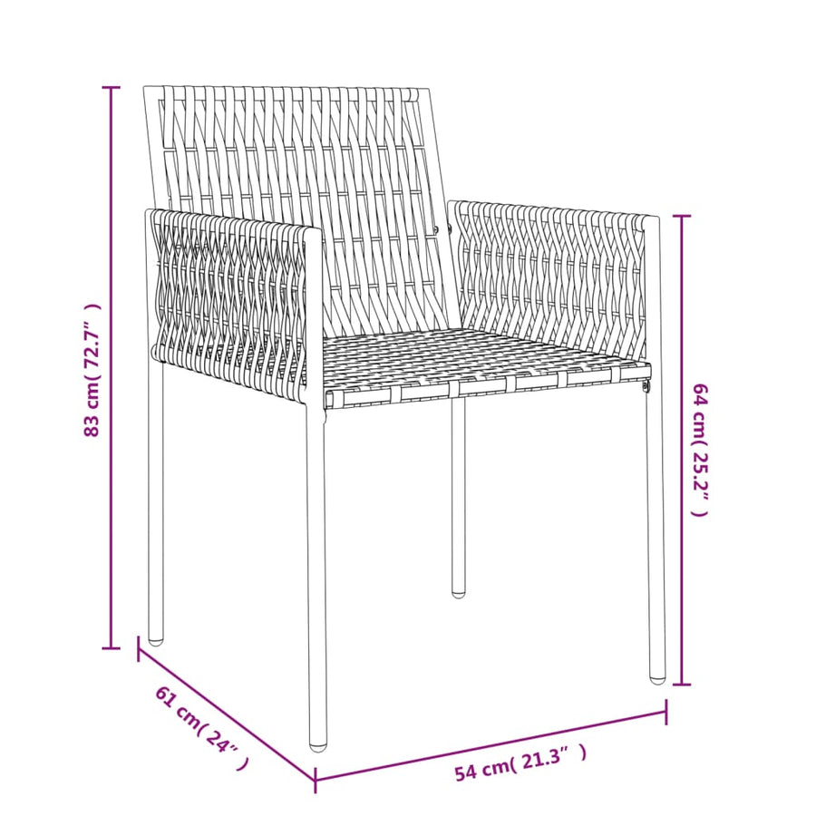 Tuinstoelen Met Kussens 54X61X83 Cm Poly Rattan 2 Bruin