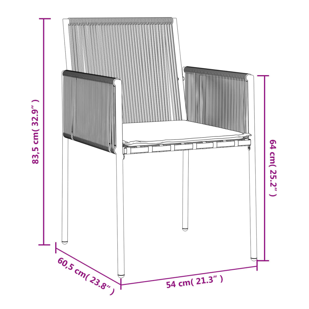 Tuinstoelen Met Kussens 54X60,5X83,5 Cm Poly Rattan Zwart 2