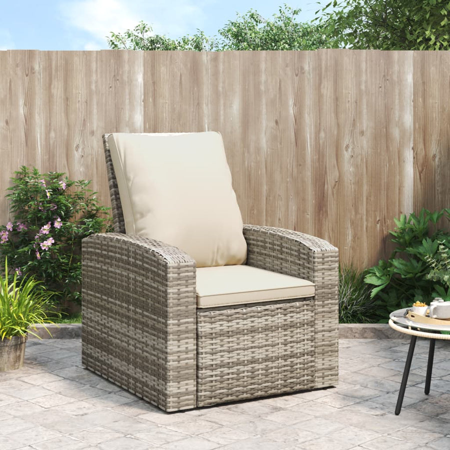 Tuinstoel Verstelbaar Met Kussens Poly Rattan Lichtbruin