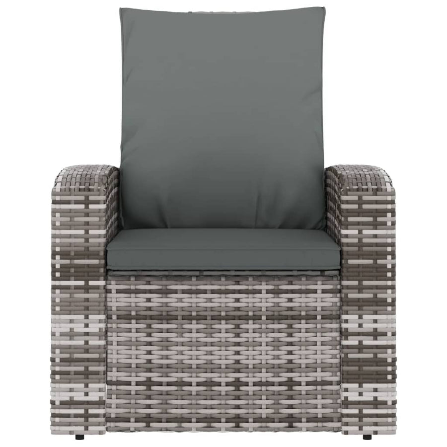 Tuinstoel Verstelbaar Met Kussens Poly Rattan Grijs