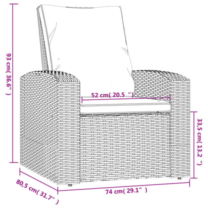 Tuinstoel Verstelbaar Met Kussens Poly Rattan Grijs