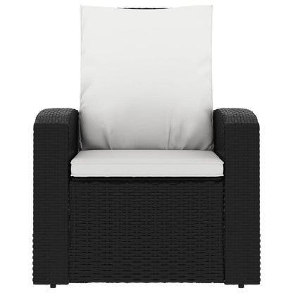Tuinstoel Met Kussens Verstelbaar Poly Rattan Zwart