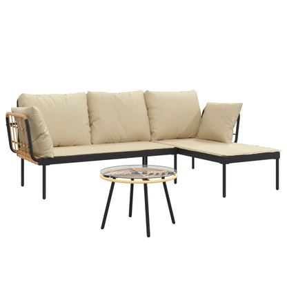 -Delige Loungeset Met Kussens Poly Rattan Beige