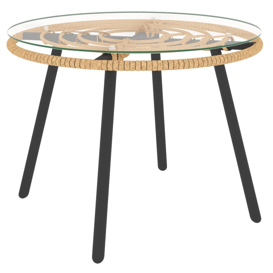 -Delige Loungeset Met Kussens Poly Rattan Beige