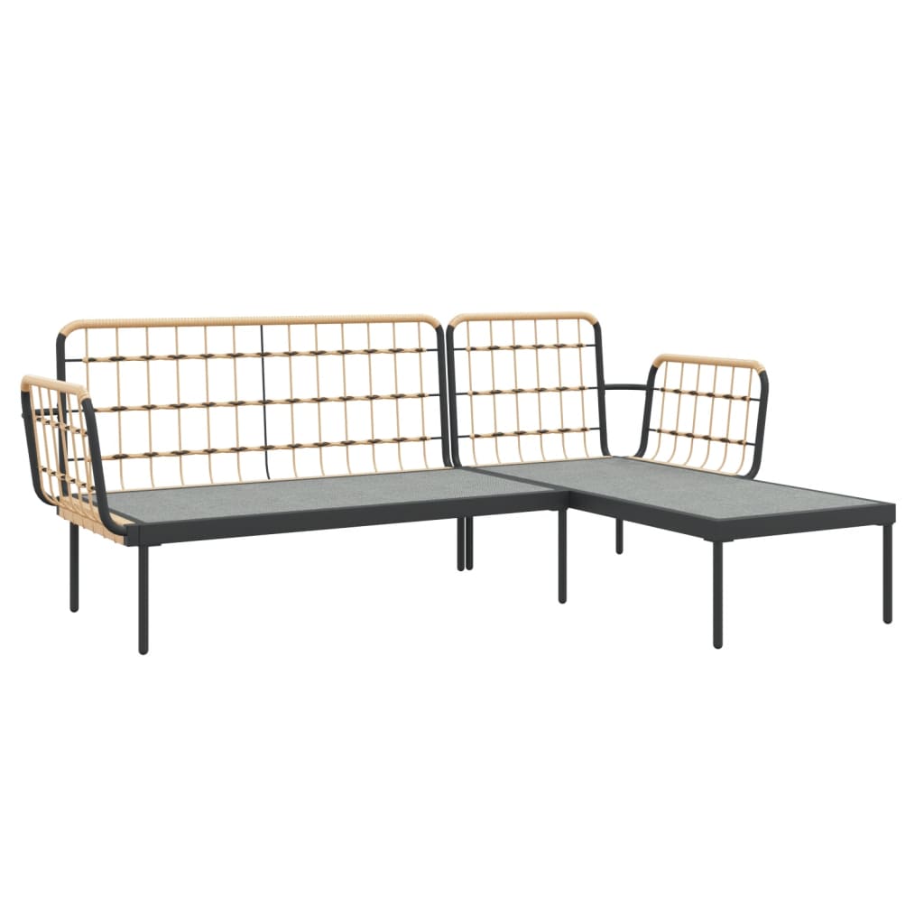 -Delige Loungeset Met Kussens Poly Rattan Donkergrijs