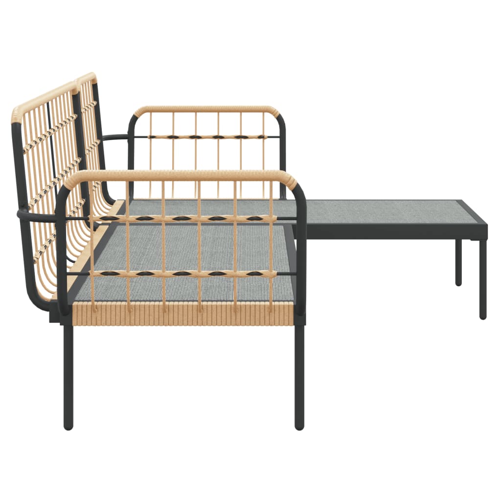 -Delige Loungeset Met Kussens Poly Rattan Donkergrijs