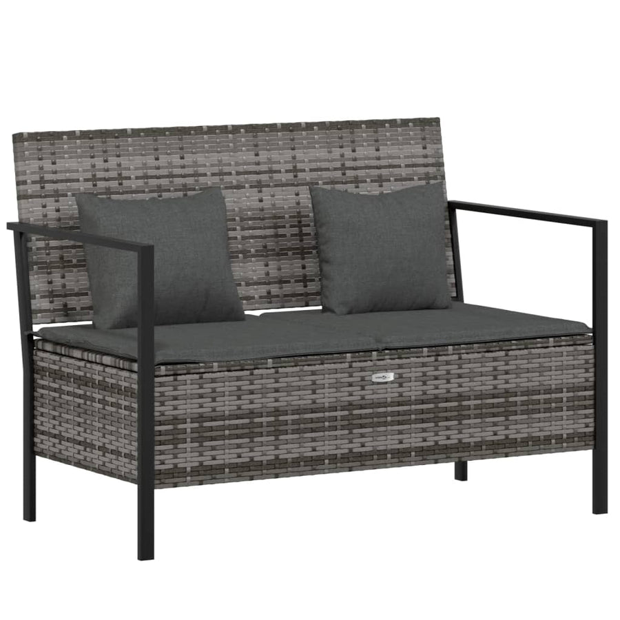 Tuinbank 2-Zits Met Kussens Poly Rattan Grijs