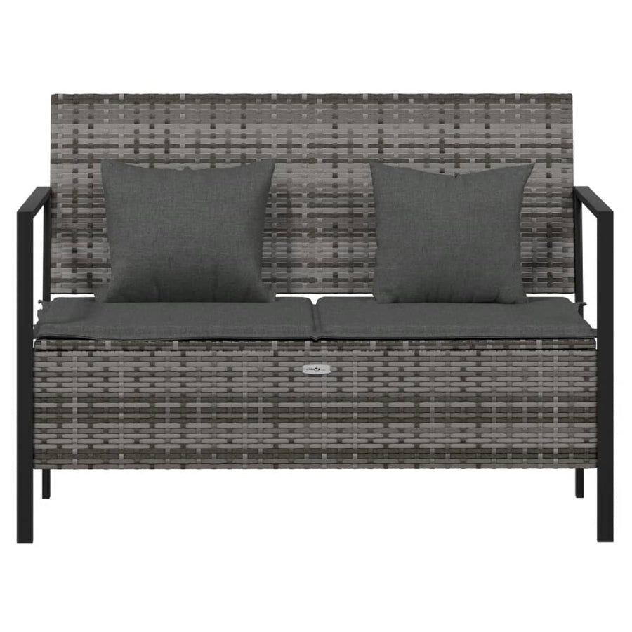 Tuinbank 2-Zits Met Kussens Poly Rattan Grijs
