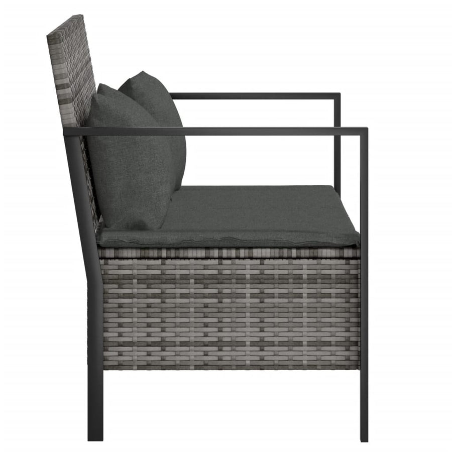 Tuinbank 2-Zits Met Kussens Poly Rattan Grijs