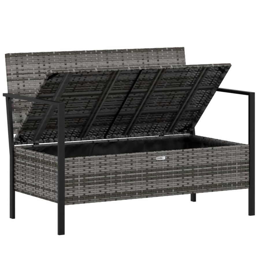 Tuinbank 2-Zits Met Kussens Poly Rattan Grijs