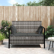 Tuinbank 2-zits poly rattan grijs met kussens