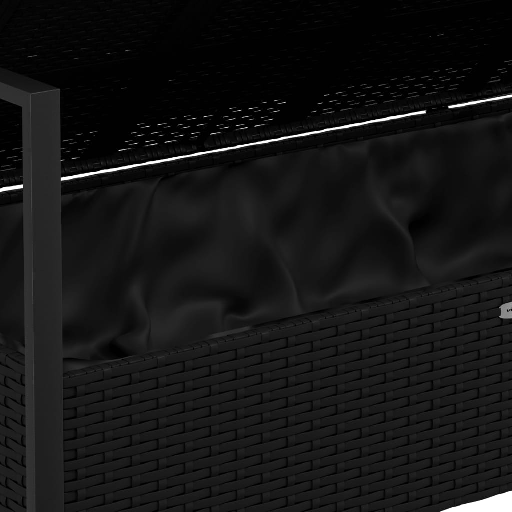 Tuinbank 2-Zits Met Kussens Poly Rattan Zwart