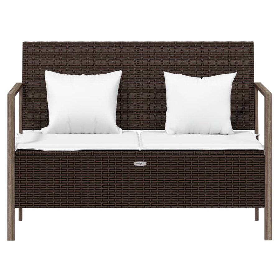 Tuinbank 2-Zits Met Kussens Poly Rattan Bruin