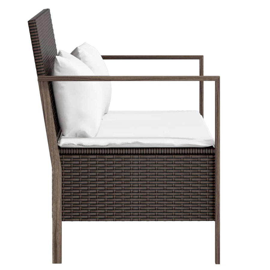 Tuinbank 2-Zits Met Kussens Poly Rattan Bruin
