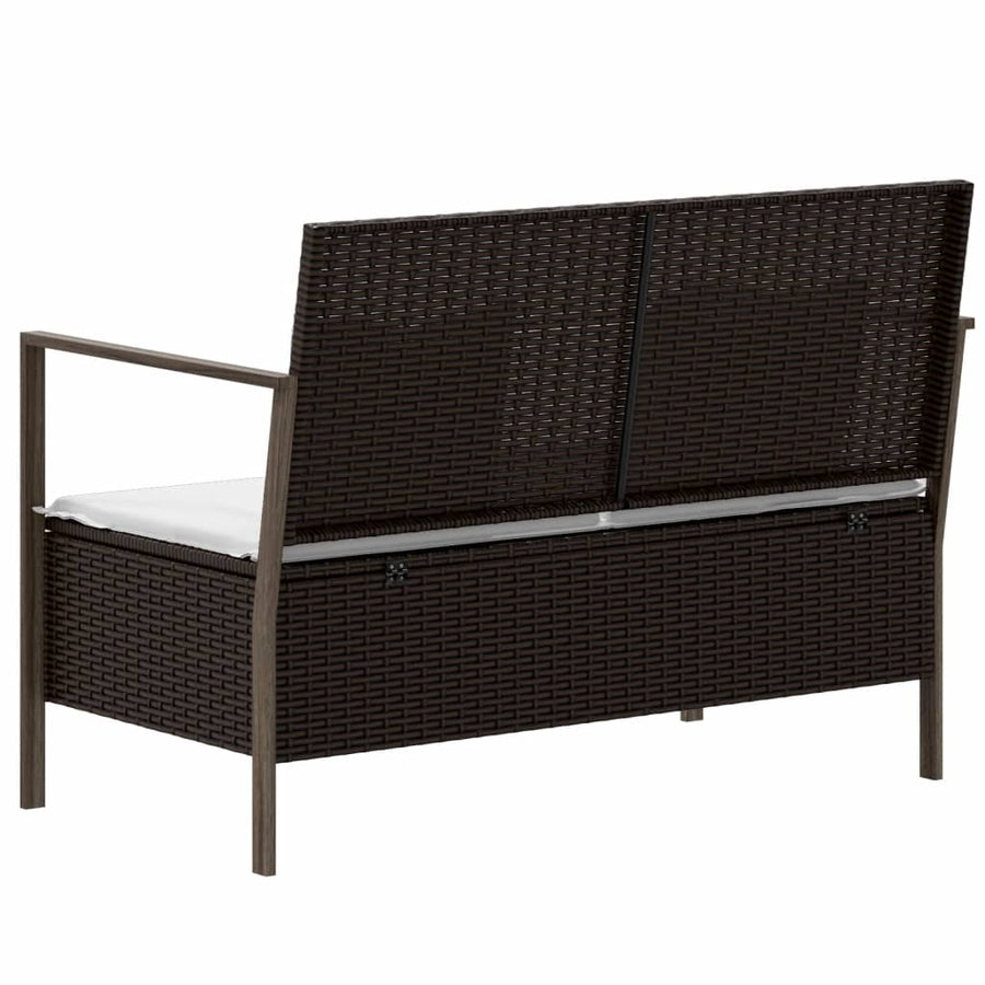 Tuinbank 2-Zits Met Kussens Poly Rattan Bruin