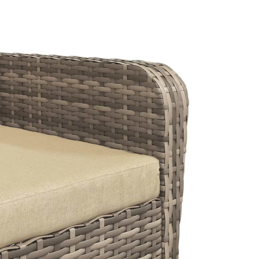 Tuinstoel met voetenbank poly rattan lichtbruin