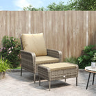 Garden chair with footrest poly rattan light brown