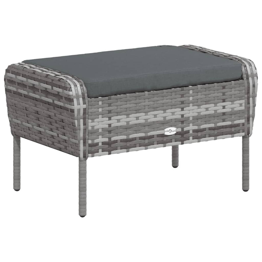 Tuinstoel met voetenbank poly rattan grijs