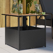 Tuintafel 55x55x46,5 cm poly rattan zwart acaciahout