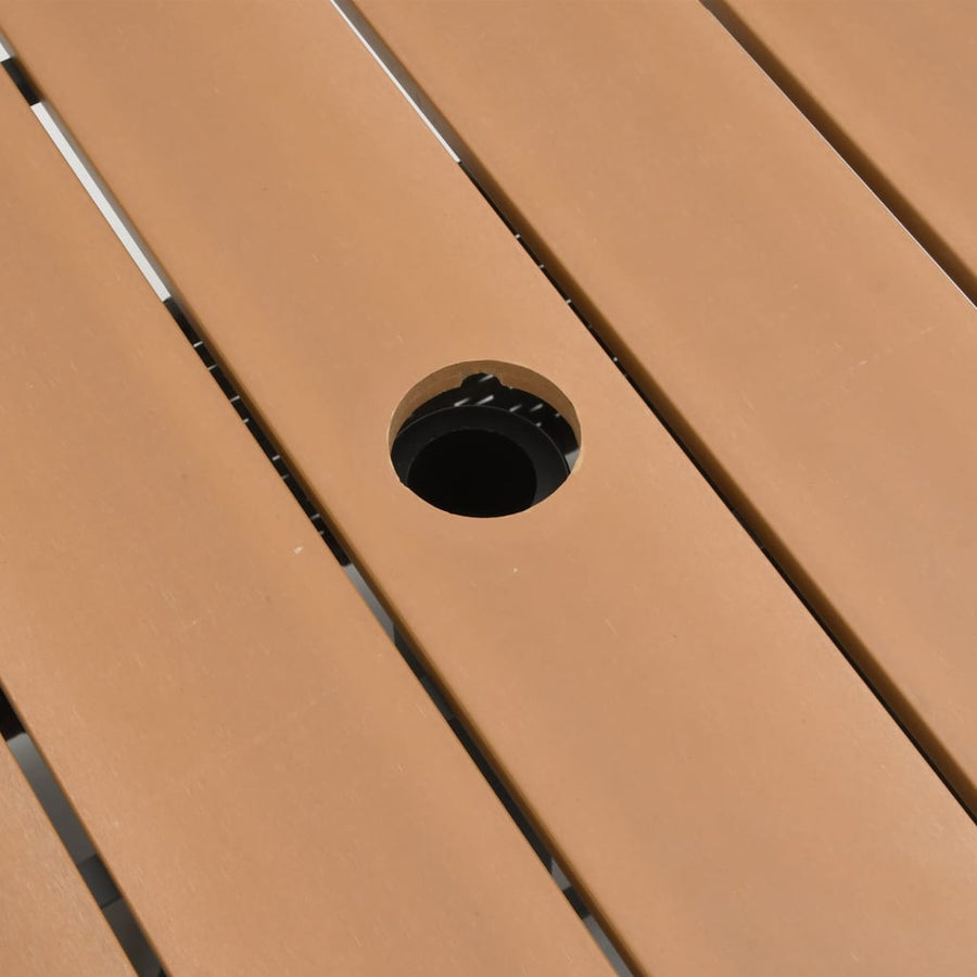 Tuintafel met parasolgat 55x55x46,5 cm poly rattan bruin