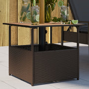 Tuintafel 55x55x46,5 cm poly rattan bruin parasolgat