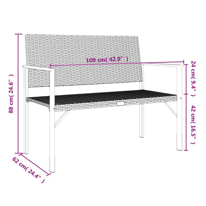 Tuinbank 2-Zits Poly Rattan Nee Grijs