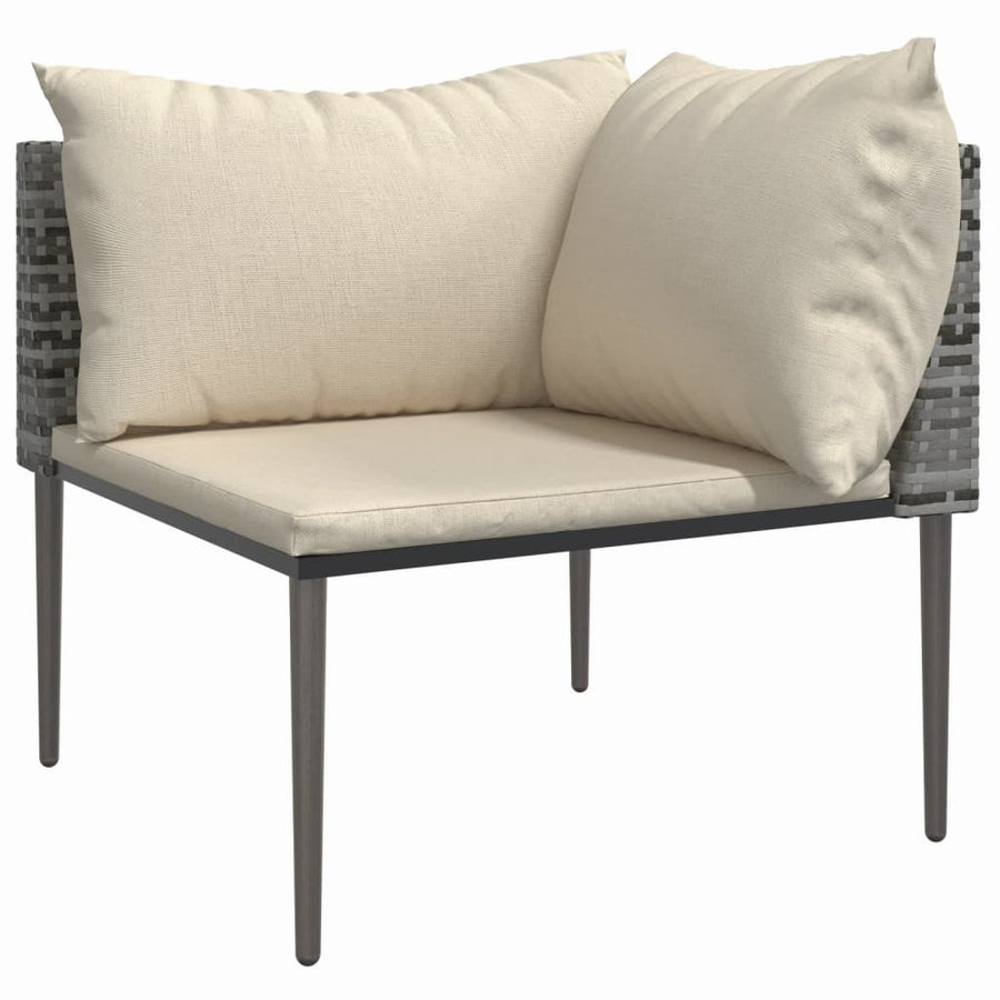 Tuinhoekbank met kussens poly rattan grijs