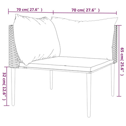 Tuinhoekbank met kussens poly rattan grijs